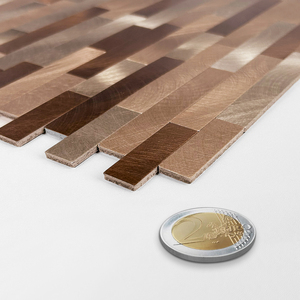 Carreaux muraux autocollants marron en métal <span class=keywords><strong>brossé</strong></span> avec mélange de bandes et joint foncé, qualité supérieure, à peler et coller, pour murs d'accent modernes, vente en gros - Product Image 3