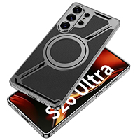 Étui de téléphone portable GKK Lucky PU avec anneau magnétique électroplaqué pour charge sans fil pour S26/S25/S24/S23 Ultra Couleur unie
