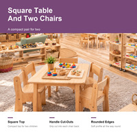 Ensemble table et chaises carrées en bois pour enfants d'âge préscolaire, deux places, mobilier Montessori pour maternelle, garderie, crèche, salle de classe