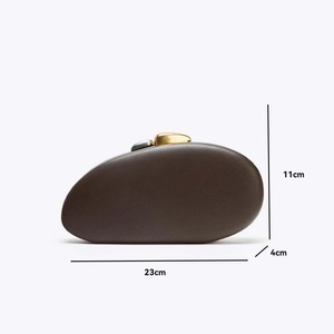 Green Acrylic Fashion Clutch Bag Solid Marble Texture Dual-Tone Clip Closure <b>Chain</b> Strap Portable 1-1.9L Capacity for Evening - Product Image 4