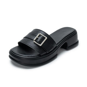 รองเท้าหนังแท้สำหรับผู้หญิง - พื้นกันลื่น หนังวัวนุ่ม แต่งขนม้า ส้นสูง 5 ซม. แฟชั่นฤดูใบไม้ผลิ/ฤดูใบไม้ร่วง สไตล์คนเมือง - Product Image 2