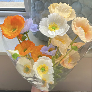 Fleurs de pavot artificielles en soie floquée 30cm-100cm, style coréen, décorations de mariage et de maison - Product Image 2