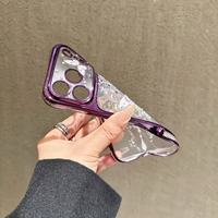 Coque de téléphone antichoc en gel de silicone souple avec cadre coloré plaqué, motif papillon et diamant, pour Honor 600 PRO/X8/X50i