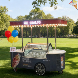 Carrito Remolcable para Exhibición de Helados y Gelato, con Marco Metálico, Diseño Resistente a la Corrosión con 4 Ruedas, para Venta Ambulante en Exteriores - Product Image 4