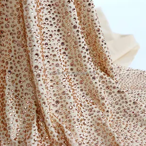 FB новый популярный камень ручной работы красочная Хрустальная ткань растягивающаяся Тюлевая кружевная ткань со стразами сетчатая ткань