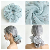 Accessoires pour cheveux coréens, vert avec imprimé floral, style forêt, grandes attaches pour cheveux