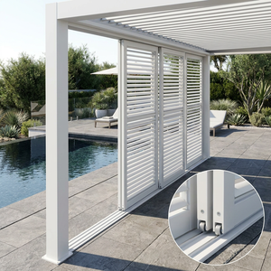 Pérgola de Aluminio para Todo Clima con Persianas de Privacidad, Ventanas Motorizadas Eléctricas, Pantalla Cortavientos para Balcón, <span class=keywords><strong>Terraza</strong></span> y Patio Trasero - Product Image 4