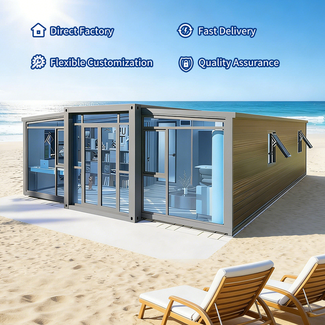 40Ft 20Ft Luxury Mobile Villa 2 3 4 5 Bedroom Prefabricated  Expandable Container House Windproof Modular House  with Terrace