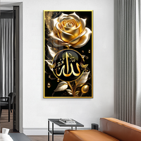 Art mural moderne de luxe en cristal époxy avec calligraphie islamique, surface brillante, avec cadre, décoration intérieure, mosquée, hôtel