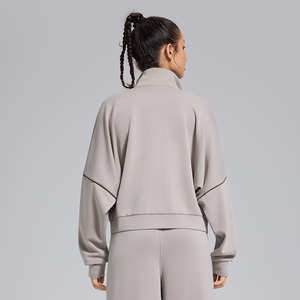 Jaqueta de Fleece Feminina para Esportes ao Ar Livre Outono Inverno Modal Acolchoada Quente <span class=keywords><strong>Cardigan</strong></span> com Gola Alta Casual com Zíper - Product Image 4