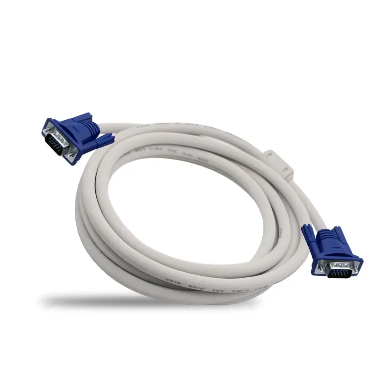 Vente en gros câble vga nickelé 3 + 4 mâle à mâle câble vidéo HD câble de connexion pour moniteur d'ordinateur à 15 broches 1.5m