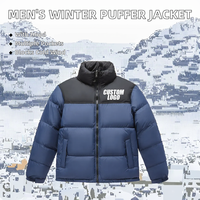 Nouvelle veste d'hiver pour homme 2022, coupe ajustée, col montant, fermeture éclair, style décontracté, impression et étiquette personnalisées