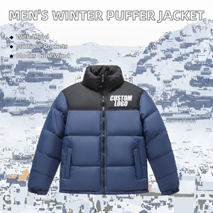 Nouvelle veste d'hiver pour homme 2022, coupe ajustée, col montant, fermeture éclair, style décontracté, impression et étiquette personnalisées - Product Image 2