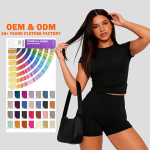 Conjuntos Casuales de Dos Piezas para Mujer al por Mayor, Conjuntos de Verano con Blusa de Manga Corta y Pantalones Cortos - Product Image 1