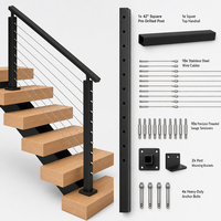 Système de garde-corps industriel pour escalier, poteau carré noir, main courante inclinée en acier inoxydable pour escalier intérieur de villa, loft ou maison