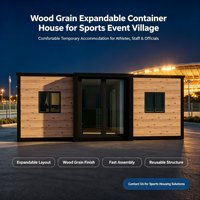 Maison conteneur préfabriquée extensible à grain de bois, modulaire, portable, pour hébergement temporaire, village d'événements sportifs, appartement, villa