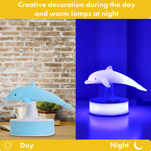 3D Dolphin <b>Stand</b> Table Lamp Eye Protection Touch <b>Control</b> Decorative Night Lights Portable Cordless Home Accessories - Product Image 6
