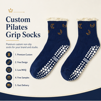 Chaussettes de yoga antidérapantes de qualité supérieure, confortables, avec revers à volants, logo personnalisé, chaussettes de fitness et de yoga haut de gamme