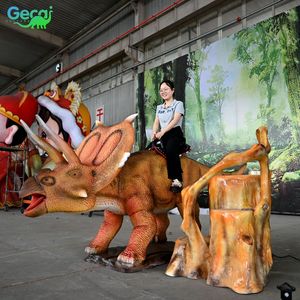 Gecai Venta caliente Animal de tamaño real Triceratops Riding Dinosaur Park - Product Image 6