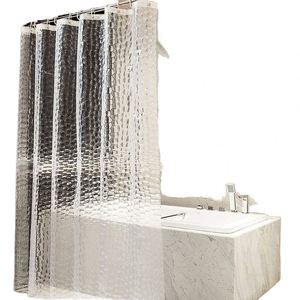 Rideau de douche classique en PEVA, 12 crochets, imperméable, résistant à la moisissure, antibactérien, impression numérique 3D semi-transparente, écologique - Product Image 2
