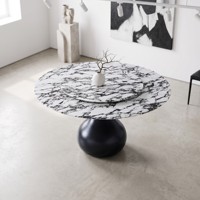 Ensemble de table à manger ronde moderne de luxe avec plateau en marbre pour salle à manger et usage hôtelier