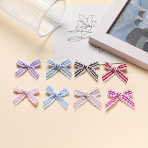 Accessoires pour cheveux en dentelle à carreaux colorés, faits à la main, pour enfants et femmes, décoration de sac - Product Image 3