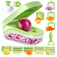 17-In-1 Multifunctionele Fruit-En Groentesnijder Schaaf Voedselhakmachine Keuken Mandoline Kaasrasp Moeiteloze Uienhakmachine