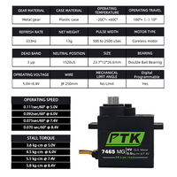 Servomoteur numérique PTK 7465 MG 9g 180° °   Pièces et accessoires RC DIY 1/8 HV 5kg Engrenage métallique pour servo de voiture RC à aile fixe et robot