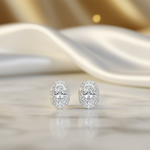 Pendientes de Diamantes Ovalados en Oro Blanco, Joyería Clásica de Boda para Mujer, con Engaste Circular, Pendientes Finos - Product Image 2