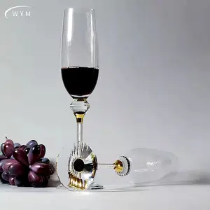 Gelas Anggur Merah Kaca Anggur Emas Pabrik Kristal Grosir Dapat Disesuaikan Kaca Sampanye Berlian