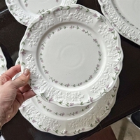 Service de table en céramique à motif floral Alice de style français, comprenant tasse à café, soucoupe, assiette à dessert, bol à soupe, plat ovale, qualité alimentaire, pour les fêtes