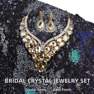 Twini High Quality European Bridal Gold Plated <b>Crystal</b> Rhinestone Wedding Jewelry <b>Set</b> Zinc Alloy Necklace Earrings <b>Set</b> - Product Image 2