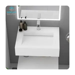 Manufacturer modern bathroom sinks 100% acrylic solid surface solid surface basin vanity wash basin