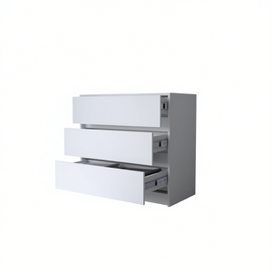 Cómoda Maldus con Acabado Blanco, Tres Cajones, Mueble Moderno para Dormitorio, Diseño de Panel de Madera Independiente - Product Image 1