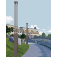 Lampadaire LED extérieur, éclairage de jardin, 30W AC85-265V, lumière élégante moderne, noir 6000K, PC aluminium IP65, 135X135/220X220MM