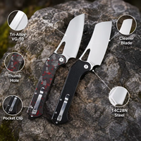 Couteau pliant de haute qualité, couteau tactique utilitaire de poche, acier 14C28N, manche en G10/fibre de carbone, couteau avec logo personnalisé T0079