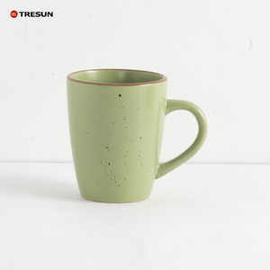 Service de table en céramique verte 16 pièces, vaisselle ronde en grès 16 pièces avec bordure marron, assiettes et bols pour service à domicile - Product Image 3