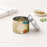 Boîte en métal vide avec couvercle, hermétique, de qualité alimentaire, avec logo personnalisé, 50g/100g/150g/200g, pour emballages de mélanges d'herbes