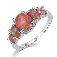 925 Sterling Silver Five Stone Blue Opal Rings Accessoire de bijoux d'anniversaire de mariage