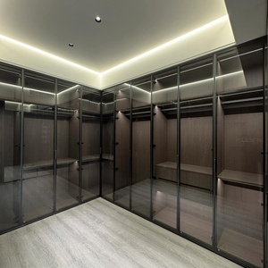 Armadio Moderno a 2 Ante per Camera da Letto, in Legno Grigio Melaminico, con Porte, Spazio Multi-zona, Appendiabiti, Illuminazione Integrata, Arredamento per la Casa - Product Image 6
