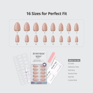 Faux ongles en amande courts à marque privée, de haute qualité, en gros, couleur nude unie, en gel souple, artificiels, en vrac, à presser, fournitures - Product Image 2