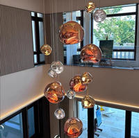 Lustre moderne nordique en lave, éclairage design sur mesure, suspension directe usine pour villa, escalier, salon