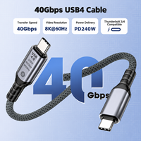 Kabel USB4 40Gbps 240W USB C ke USB C 8K 60Hz PD 3.1 Pengisian Cepat Kabel Data Berlapis untuk Laptop Monitor