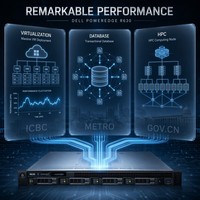 שרת דל פאוור엣ג R630 מקורי עם שני מעבדי Xeon E5 2600 V4, 24 DIMM DDR4, NVMe, וירטואליזציה, למסדי נתונים, מרכז נתונים, HPC, בגודל 1U לארון.