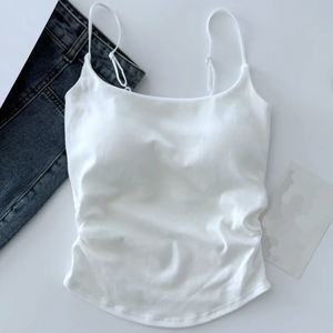 Crop top polyvalent pour <span class=keywords><strong>femme</strong></span> avec fronces latérales et fines bretelles, adapté aux occasions décontractées et formelles - Product Image 5