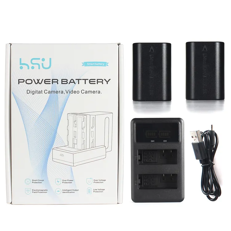 HSU ชุดชาร์จแบตเตอรี่คู่2000 mAh LP-E6 Lp-e6nh E6nh แบตเตอรี่กล้องสำหรับ Canon 5D Mark III IV II