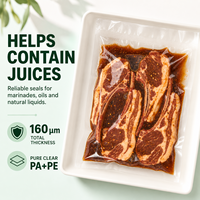Sacs sous vide en plastique alimentaire pour viande, 160 microns, film nylon PA PE, résistants aux perforations, avec encoche de déchirement facile, pour supermarché, volaille et produits sauvages.