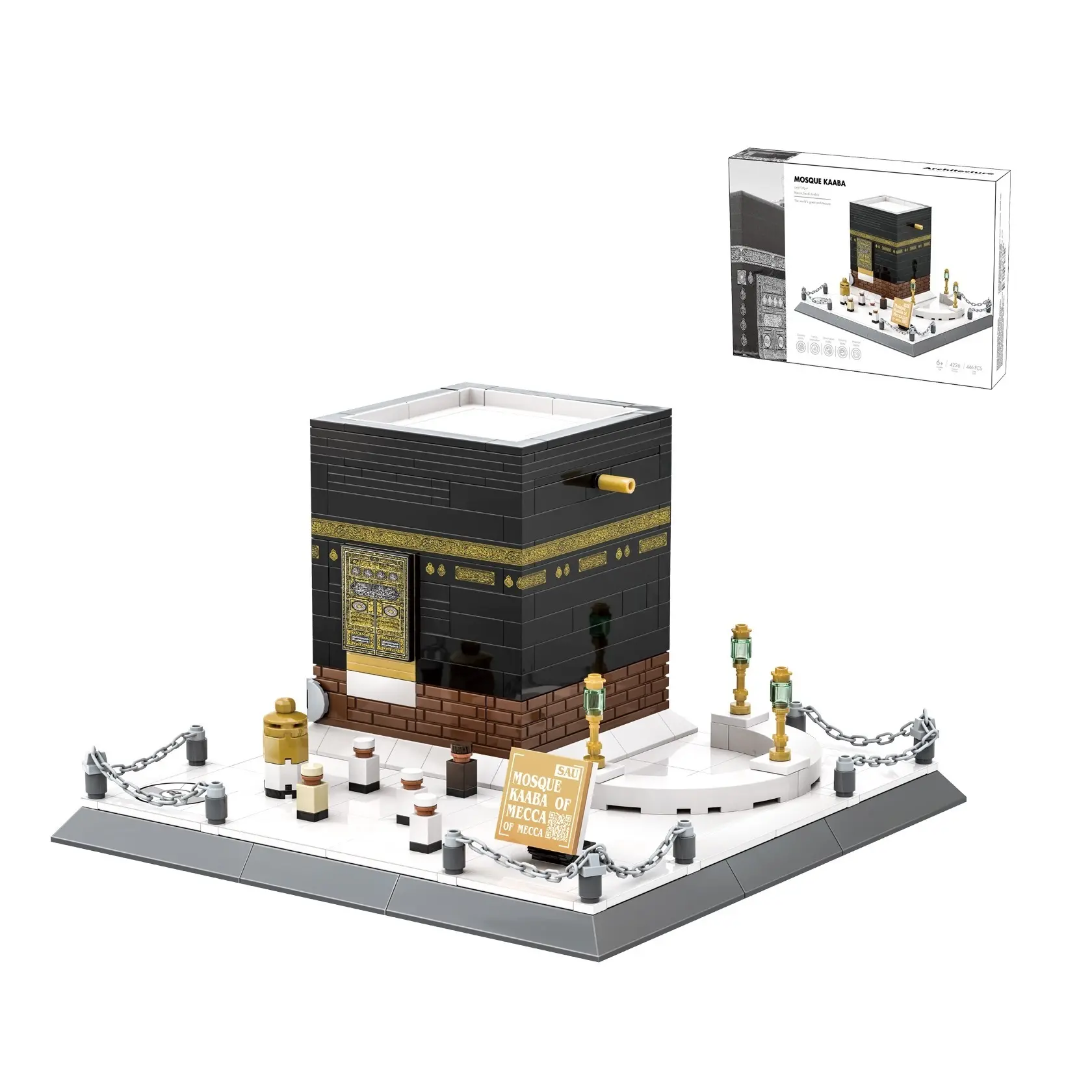 New Style Wange 446pcs Bricks Kaaba in Great Mosque of Mecca Famous Building Architecture Landmark Building Block Set