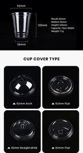 1000 Pack 12 oz Clear Plastic Cups PET Disposable Cold Drinking Cups with Flat or Dome Lids for Ice Cream / <b>Coffee</b> - Product Image 3