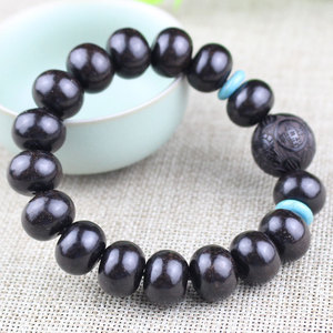 Black Sandalwood Beads <b>Bracelet</b> 14Mm Abacus Design Carved Buddha Men Women Gift Jewelry - Product Image 2